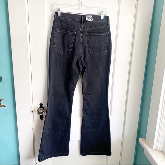 GAP High Rise Flare Stretch Denim Jeans Black Classic Style Size 28 Short New - Picture 4 of 11